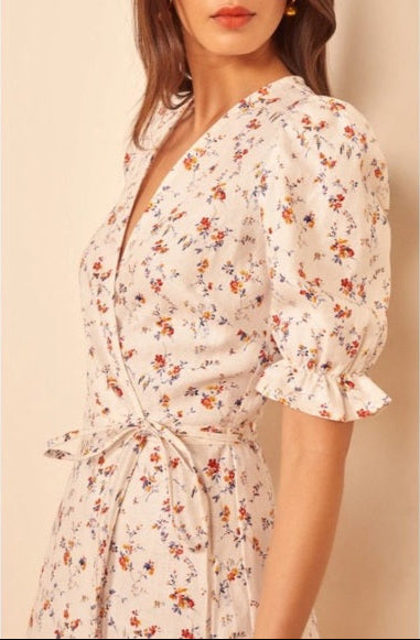 s carmelo floral gabrielle mini wrap dress